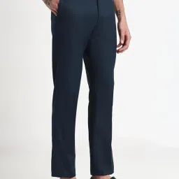 showoffff Men's Blue Solid Slim Fit Formal Trousers-JE-VC1-Flexi-9_Blue image 3