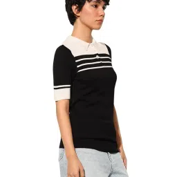 only Women Striped Polo Collar T-Shirt image 4