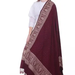 himyug Women’s Kashmiri Style Shawl | Soft Wool Blend Stole with Floral & Traditional Border | Elegant Winter Wrap for Party, Wedding & Daily Use image 2