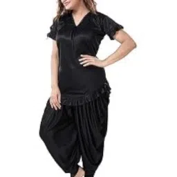 moonglade Pack of 1 Women’s Satin Dhoti Night Suit | Agani Set | Soft Satin & Comfortable Relaxation Sleepwear for Women – Black image 3