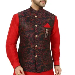 n.b.f fashion Men's Red Blue Festive Nehru Jacket/Waistcoat image 4