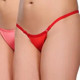 embibo Women's Cotton Thong (Pack of 2) (SAI_THONG_REDORANGE_Multicolour_Free Size) image 1