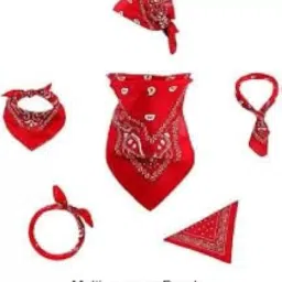 deergh enterprise Unisex Soft Breathable Cotton Paisley Printed Cowboy Bandanas,Headband,Scarf (BLACK,RED,WHITE_50CM X 50CM_Pack of 3) image 3