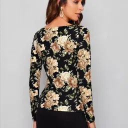 dream beauty fashion Women's Full Sleeve Square Neck Printed Fitted Tee -23" Inches (Sania-Top) image 4