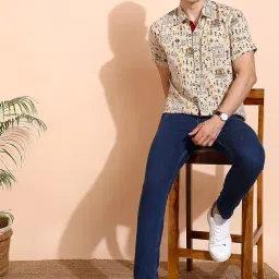 yash gallery Men's Cotton Warli Print Shirt Collar Regular Shirt image 2