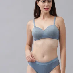 csu Women's Cotton Half Padded Non Wired Bra and Panty Set (Pack of 3) image 2