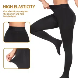 f fashiol.com Fashiol Winter Thermal High Waist Opaque Translucent Tights For Women | Fleece Lined Control Top Stretchy Footed Stocking Warm Pantyhose Size 28 till 42 image 2
