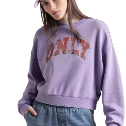 only Women's Cotton Round Neck Sweatshirt image 1