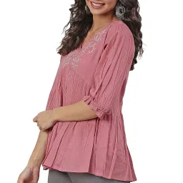janasya Women's Cotton Solid Regular Top image 2