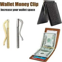 indusoire 2 Pcs Money Clip, Premium Cash Clip for Men, Slim Wallet Accessory with Secure Hold, Replacement for Bifold Wallets Suitable for Business Travel and Tourism(Gold+Silver) image 2