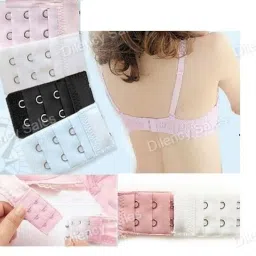 rizniv Women's & Girl's Bra Hook Extender-3 Hook - 3 Eye (with Extra Elastic) (3 Hooks(White-Beige-Black) Pack-of-1) image 2