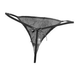 myaddiction 3xWomen's See Through Lace Sheer Triangle Thongs Panties Underwear Black image 4