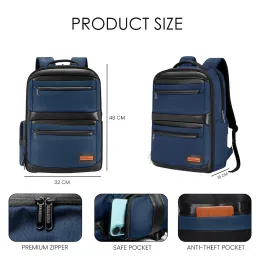nordia Navy Blue Laptop Backpack – Sleek & Waterproof, Multi-Compartment Design, and Padded Straps for Work, School & Commute image 5