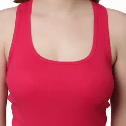 kex Premium Lock Neck Tank Top for Women's & Girl's | Soft & Breathable Fabric, White Tank Top | Sleeveless Slim Fit Casual Sports Vest | Cotton Blend Gym, Yoga & Everyday Wear image 5