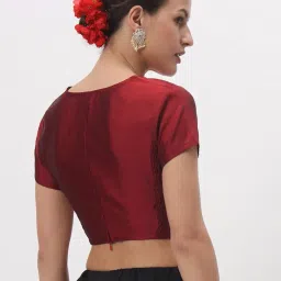 studio rasa Women's Silk Blend Stretchable Crop Top for Festive Wedding Party image 4