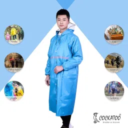 cockatoo RNCT-02 Rain Coat for Men & Women,Oercoat Oxford Material Rain Coat for Men & Women Waterproof, Orange(6 Month Warranty) image 3