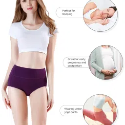 wirarpa Women's Cotton Underwear High Waist Full Coverage Brief Panty Multipack image 3