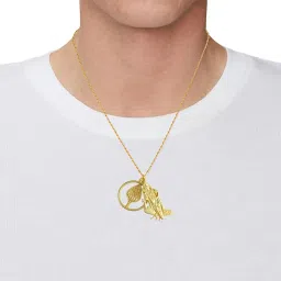 memoir Brass Micron Gold Murugan god pendant south India Spiritual jewellery for Men Women Boys (PCNI8531-) image 2