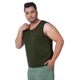 vaishvik Mens Plus Size Sando Tank - Olive image 1