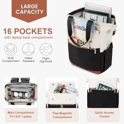 palay Laptop Backpack for Women 15.6 Inch Work Laptop Bag with USB Port Fashion Teacher Nurse Backpack Purse Waterproof Travel Computer with Organizer Bag image 1