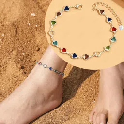 vama FASHIONS Silver Adjustable Multicolor Crystal Stone Ankle Bracelets Toes Foot Jewelry Leg Payal Anklets Charm Chains for Girls Women image 1