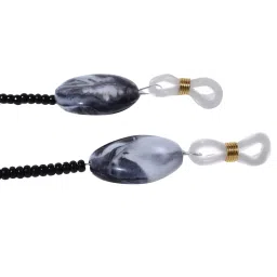 modisch handmade glasses chain, Spectacle Cord with 100 cm Length Sunglass Strap,black beads and black, white ovel shape stone sunglasses spectacles chain [JC-15BB] image 1