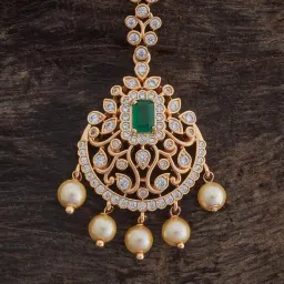 kushal's Green Gold Plated Ethnic Zircon Tikka - 415947 image 2