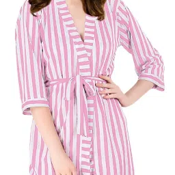 xs and os Women's Satin Striped Above knee Lingerie Set image 5