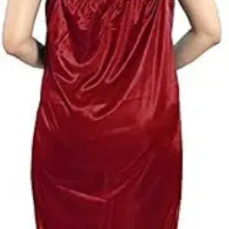 phkmall Women's Satin Nightwear Set of 6 Pcs Wrap Gown, Nighty, Top, Shorts, Bra and Panty(6p Shorts) Latest image 1