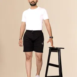 kashvi Solid Self Design Men Black Regular Shorts - Comfortable Stylish Casual Wear for Everyday Gym and Sports Black-Size 2XL image 5