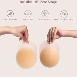 krvvy Lift-It Stick On Cups | Silicone Bra Uplifter Cups | Reusable Upto 50 Times | Invisible Breast Lift Cups | Skin- Friendly Adhesive | Upto 12 Hrs Sticking Capacity image 1