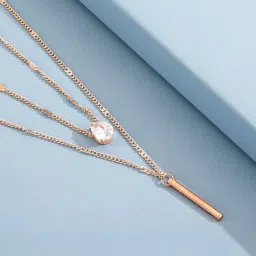 shining diva fashion Stylish Multilayer Crystal Chain Pendant Necklace for Women and Girls (14563np), Gold image 2