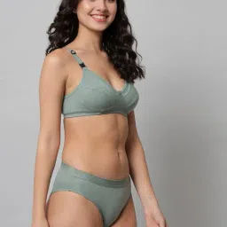 saklana Women's Cotton Non Padded Wire Free Maternity Breastfeeding Nursing Mother Bra Panty Lingerie Set Honeymoon Bikni Set Combo Pack of 3 image 4