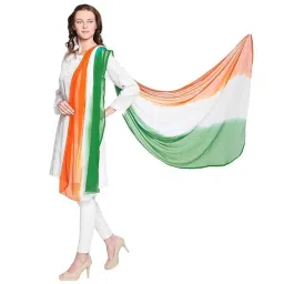 lbex Women's Tie-Dye Chiffon Fabric Dupatta Tricolour Tiranga chunni 2.25 mtr (REPUBLIC,INDEPENDENCE DAY SPECIAL) image 1