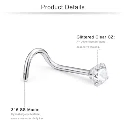 via mazzini 316L Stainless Steel No-Tarnish No-Rusting 3mm Nose Pin Stud For Women And Girls (NR04968) 1 Pair image 4