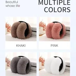 krystle Winter Foldable Ear Muffs Ear Warmers Warm Earmuffs Soft Extra Fur Cold Protection Earband Ear Protection Cuddly Winter Accessories Female (Pack of 1) (Multicolor) image 2