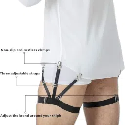 maraxis Mens Shirt Stays Clip Upgrade Adjustable Elastic Garter Military Shirts Holder with Non-slip Locking Clamps - Black 1 Pair image 4