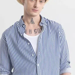u turn U-Turn Men's Cotton Casual Printed Striped Stylish Latest Shirt for Men image 1