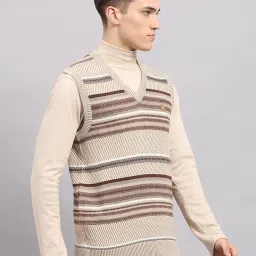 monte carlo Mens Striped V Neck Sleeveless Sweater (1243207SL) image 2