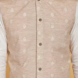 vastramay Men's Cotton Kurta I Self Design Jacket Regular Nehru Jacket I Fastive Party Wedding Neharu Jackets image 4