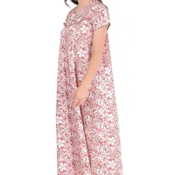 av2 Women's Cotton Printed Maternity Feeding Knee Length Nighty -7266 image 2