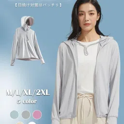 ｃｎｙａ CNYA Women's Rash Guard, Hoodie, Swimsuit, Cooling Feel, UPF50+, Summer, Sweat Absorbent, Quick Drying, Long Sleeve, Hooded, Lightweight, Breathable, UV Protection, Simple, Large Size, Sun Protection image 4