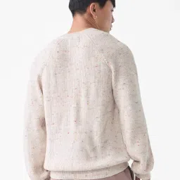 the souled store Sandstone Men and Boys Full Sleeves Round Neck Speckled Knitted Acrylic Lightweight Casual Oversized Pullovers image 3