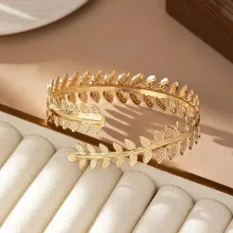 via mazzini Gold Plated Upper Arm Bracelet Armlet Cuff Band Bangle For Women And Girls (Bracelet0202) 1 Pc image 3