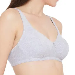 clovia Women's Cotton Spandex Solid Non-Padded Full Cup Wire Free Everyday Bra - Light Grey image 5