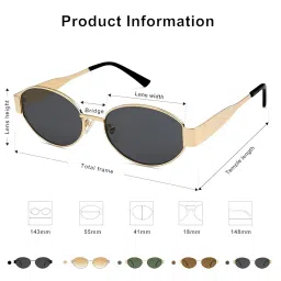 brand addiction Retro Oval Sunglasses for Women & Men Trendy Metal Sun Glasses Classic Shades UV400 Protection image 2