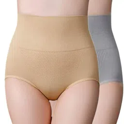 rsp thakore enterprise High-Waist Seamless Tummy Control Underwear, Nude Beige, Breathable Mesh image 3