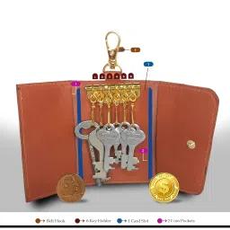 canvas & awl Genuine Leather Key Pouch Key Case With Belt Hook Cum Card Holder image 2