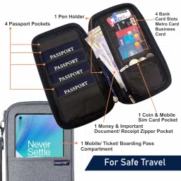 travel360 degree Travel 360 Degree Passport and Visa Holder - Passport Holder Case for Debit Card, Credit Card, Coins, Currency - Travel Passport Holder Gift for Men and Women - Grey… image 2