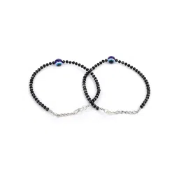 priyaasi Set of 2 Evil Eye Anklets for Women | Stylish Beaded Design | Plating of Silver | Nazar Anklet for Women | Alloy Material | S-Hook Closure | Adjustable Size image 5